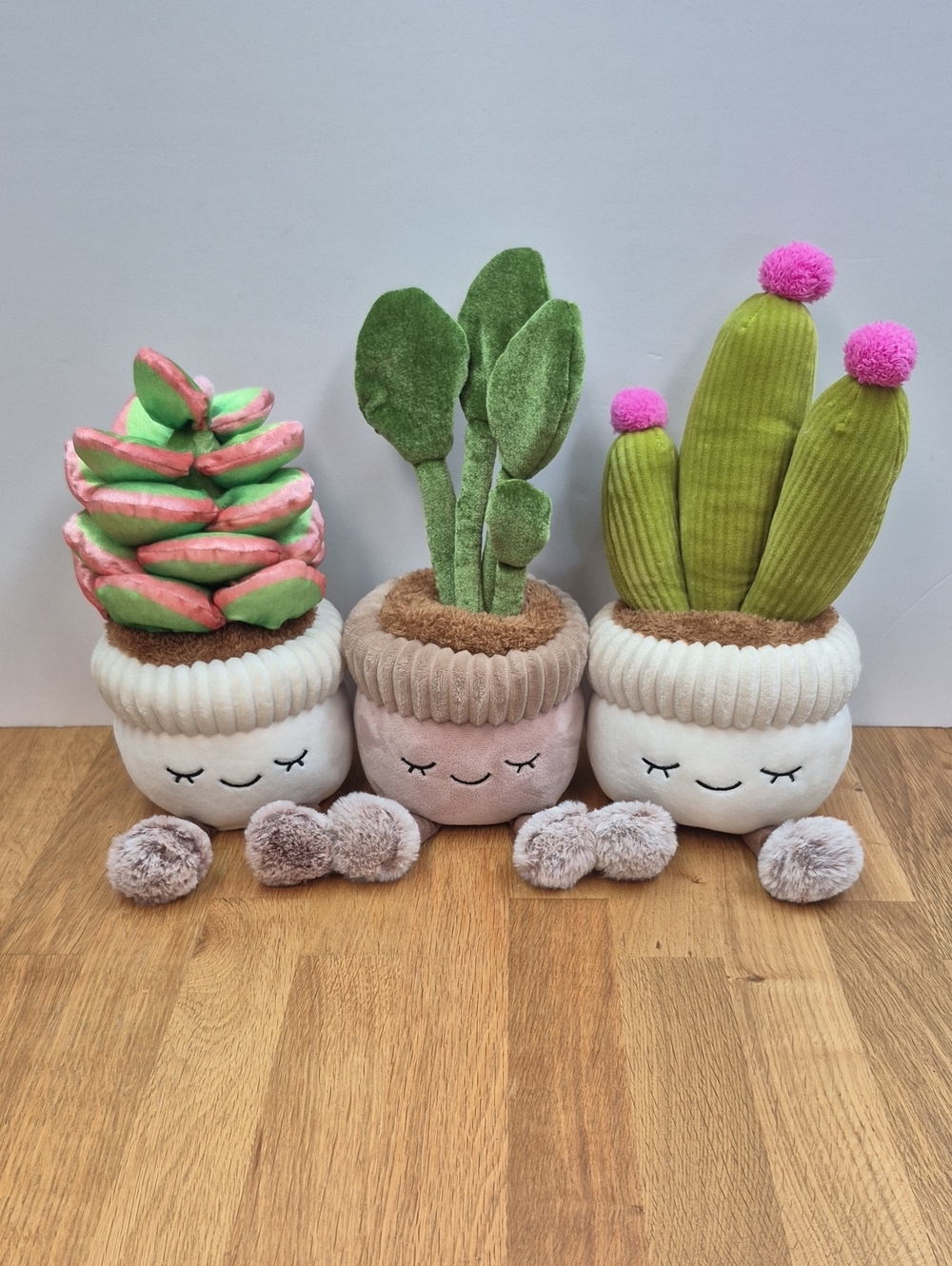 *RUSS*Plush Succulent Pot Trio in Pink, Green & White